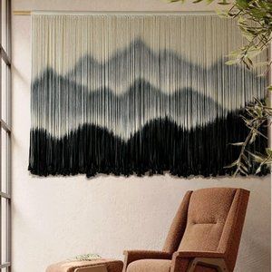 Anthropologie Large Mountain Dip-Dyed Macrame Modern Fiber Art Boho Wall Hanging